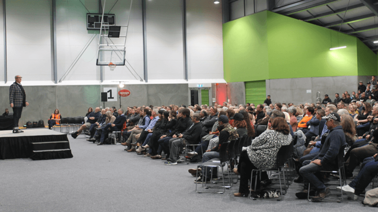 Sir John Kirwan presenting to an audience of over 500 at Te Aroha