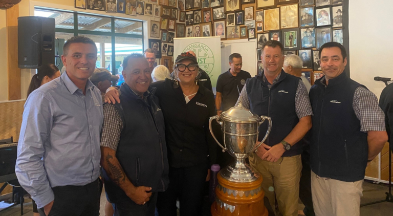 PGG Wrightson team members in attendance at the Whangaroa Ngaiotonga Trust Field Day; Aaron Gravatt, Ron Walters, Dr Charlotte Severne, Martin Topp and David McMillin.