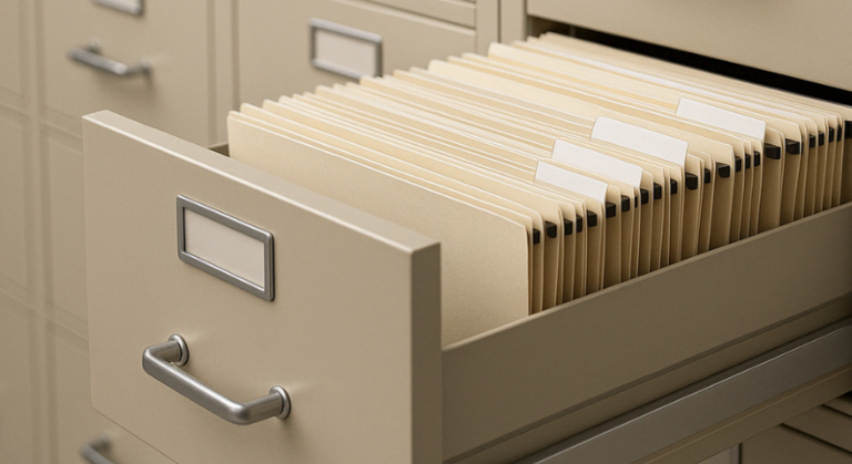 open filing cabinet