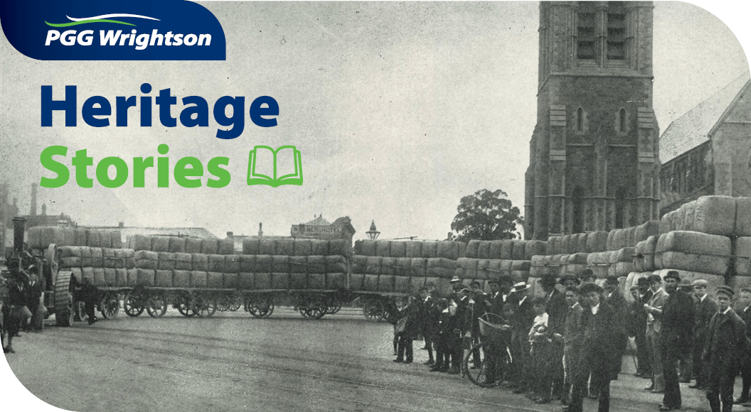 Wool delivered to Cathedral Square in late 1800s